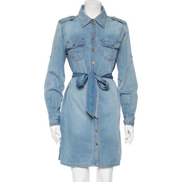 Tory Burch Dresses & Skirts - Tory Burch Size 0 Blue Stonewashed Denim Belted Brigette Belted Demi Shirt Dress